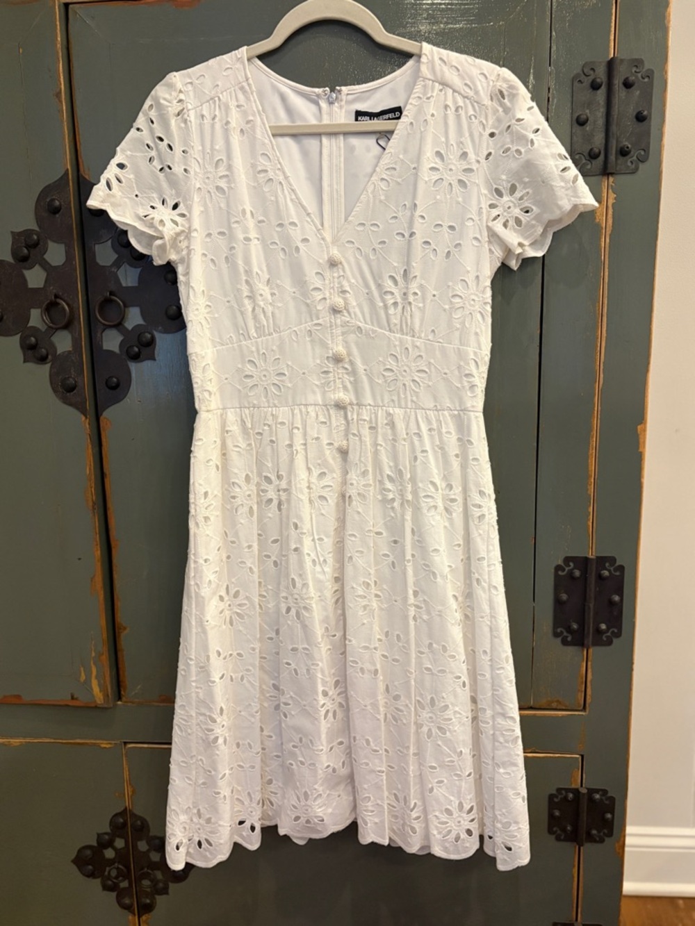 Karl Lagerfeld Floral Cotton Eyelet Dress - NWT